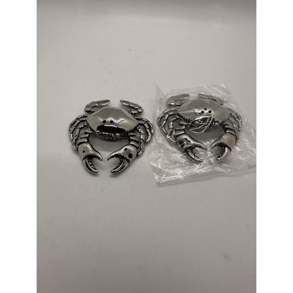 Mud Pie Crab Salt and Pepper Shakers Silver Coastal‎ Nautical Beach Decor